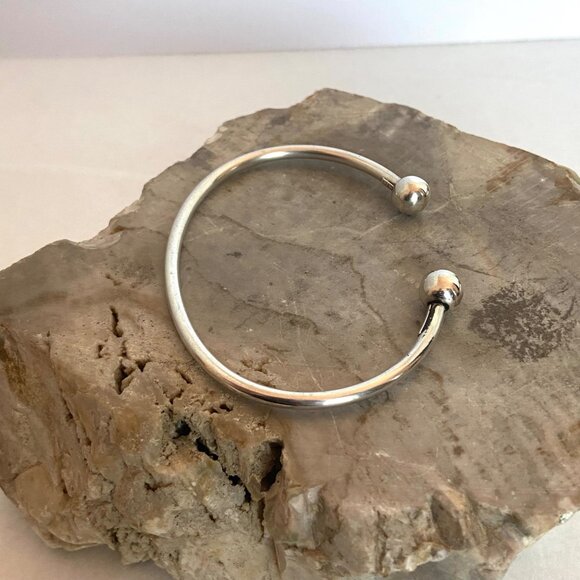 Sterling Silver 925 Thailand Removable Ball Bead Oval Cuff Charm Bracelet Sz 7 - Picture 14 of 16